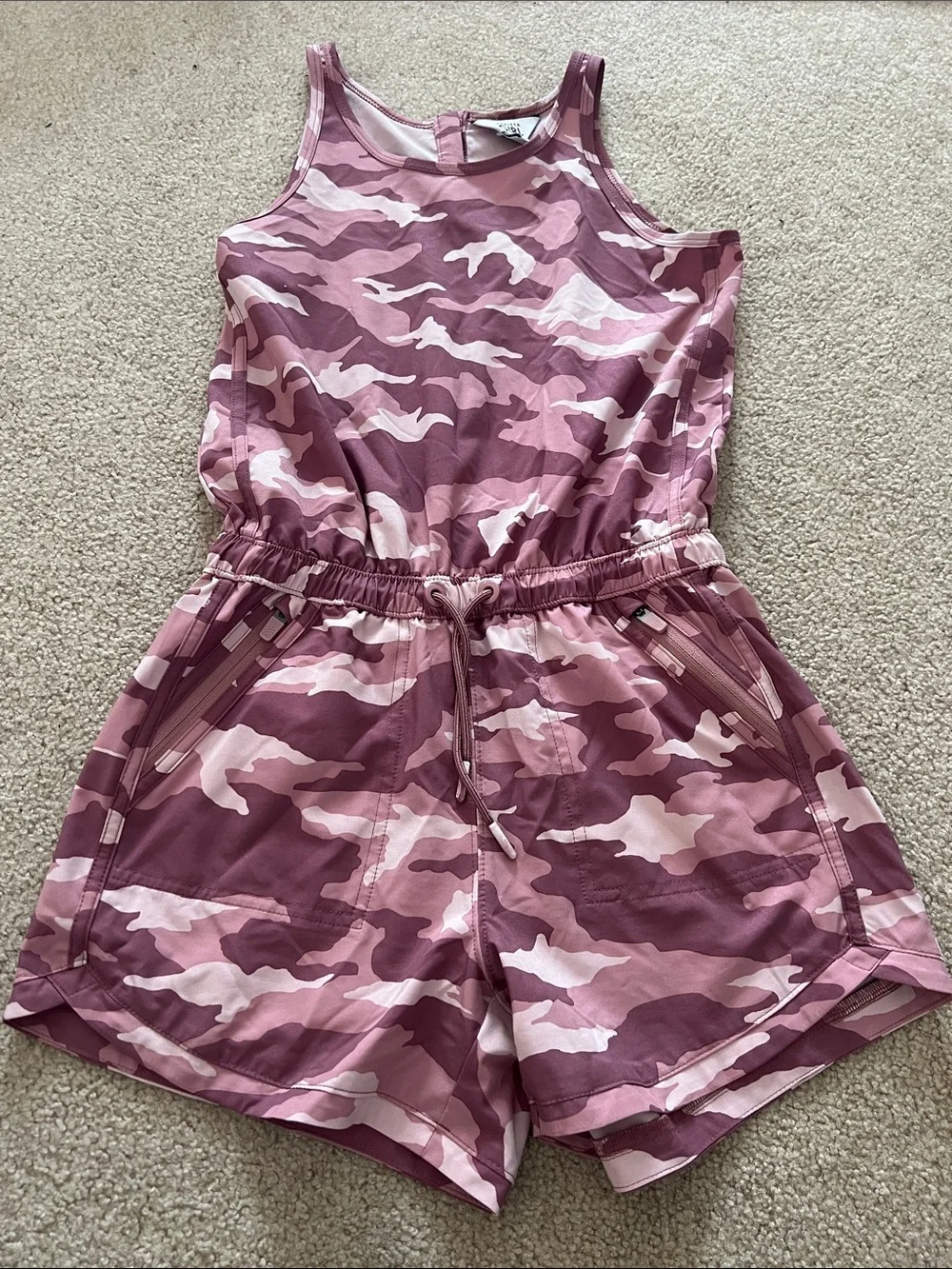 Athleta Pink Camo Drawstring Romper